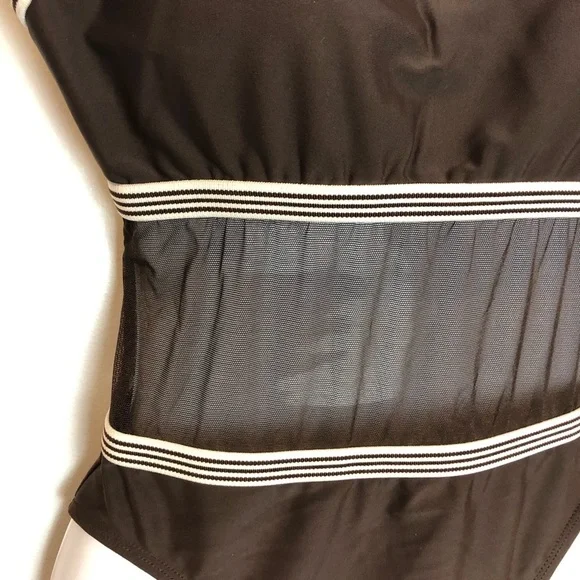 NWT Anne Cole Colorblock Swimsuit w/ Mesh Inserts and Matching Skirt - Picture 3 of 12